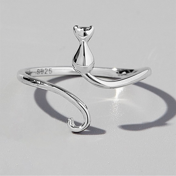 Cat Shape 925 Sterling Silver Ring - Picture 4 of 5